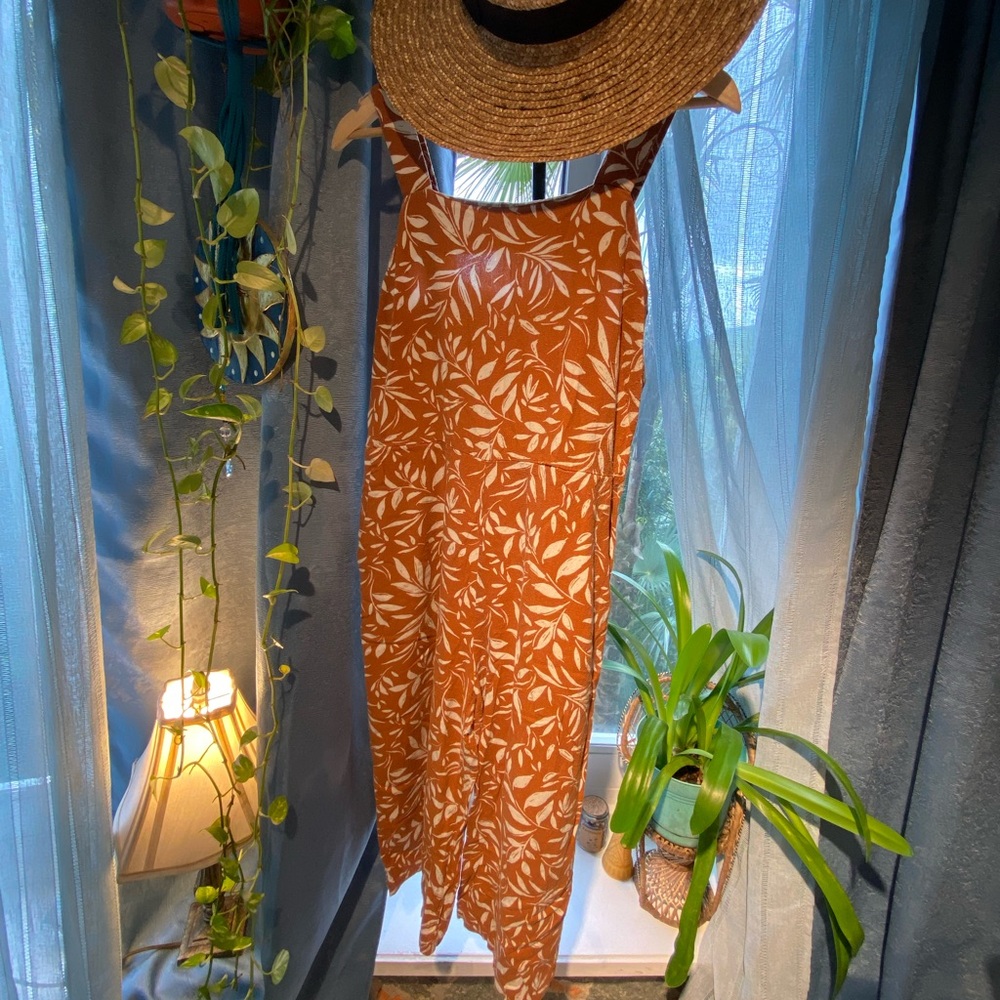 Terracotta and Cream Floral Jumpsuit